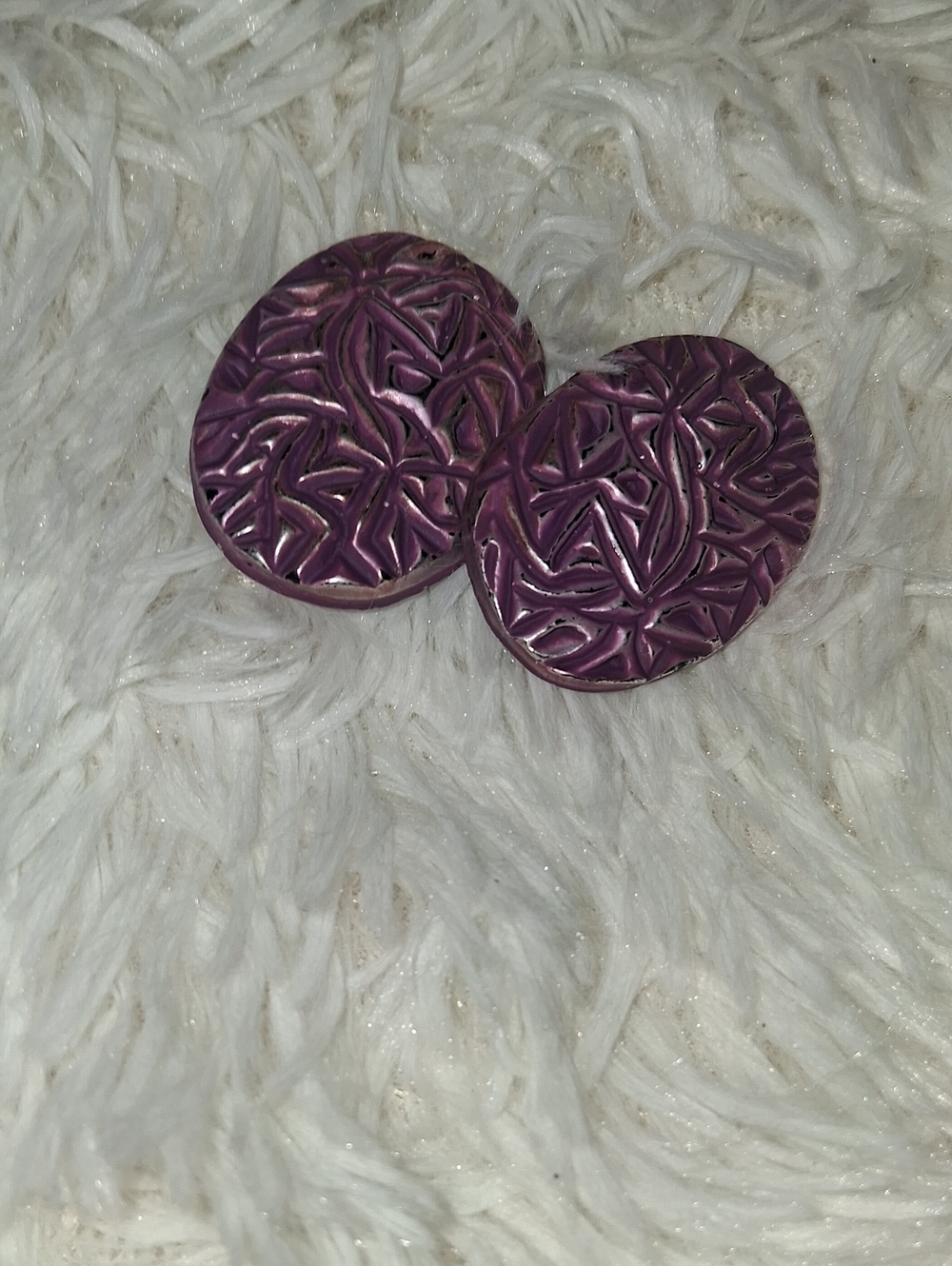 Purple Textured Round Earrings